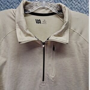 VRST Men XL Quarter Zip Pullover Beige Heather Athletic Golf Shirt Raglan Sleeve